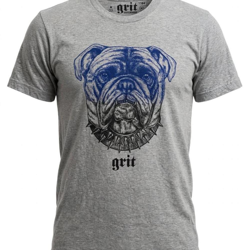 Grit Skateboards Shirt Mens Medium Gray Heather Bulldog Graphic Skateboard Tee